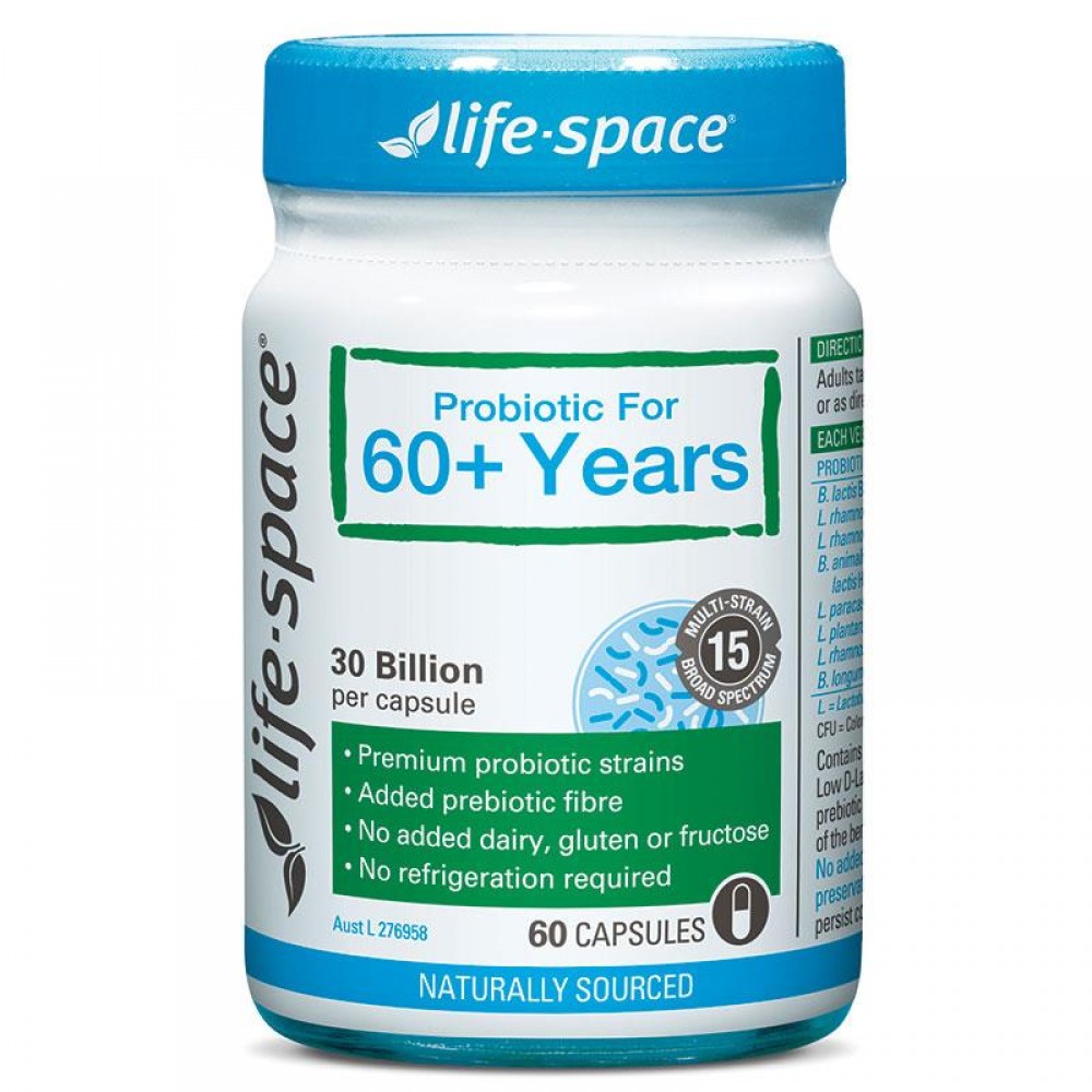 Life Space 老年人专用益生菌胶囊60粒 专为60岁以上人群设计 澳纽最畅销益生菌产品 Probiotic for 60+ Years 60s Life Space 老年人专用益生菌胶囊60粒 专为60岁以上人群设计 澳纽最畅销益生菌产品 Probiotic for 60+ Years 60s