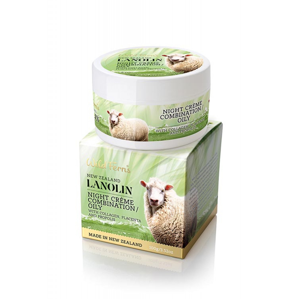 Wild Ferns绵羊油胶原蛋白羊胎素晚霜 混合性及油性肌肤配方 Lanolin Night Creme with Collagen, Placenta and Propolis 100g Wild Ferns绵羊油胶原蛋白羊胎素晚霜 混合性及油性肌肤配方 Lanolin Night Creme with Collagen, Placenta and Propolis 100g