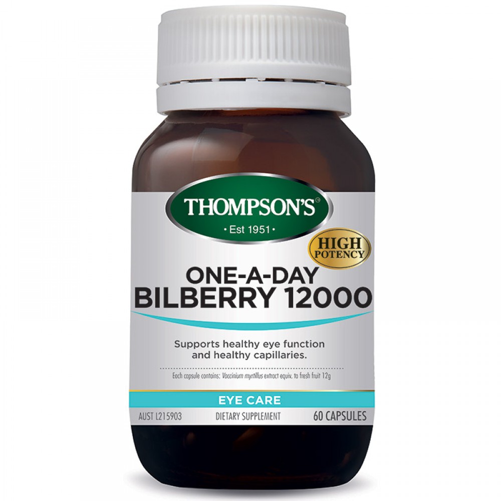 汤普森 越橘蓝莓护眼精华60粒 高含量保护视力 新西兰经典产品 Thompson's Bilberry 12000 60s 汤普森 越橘蓝莓护眼精华60粒 高含量保护视力 新西兰经典产品 Thompson's Bilberry 12000 60s