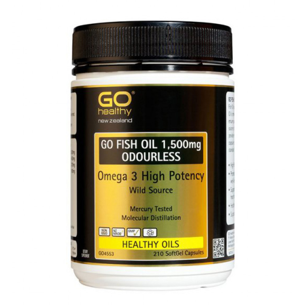Go Healthy深海鱼油1500毫克210粒 高含量 健脑护心降三脂 GO FISH OIL 1500mg ODOURLESS 210s Go Healthy深海鱼油1500毫克210粒 高含量 健脑护心降三脂 GO FISH OIL 1500mg ODOURLESS 210s