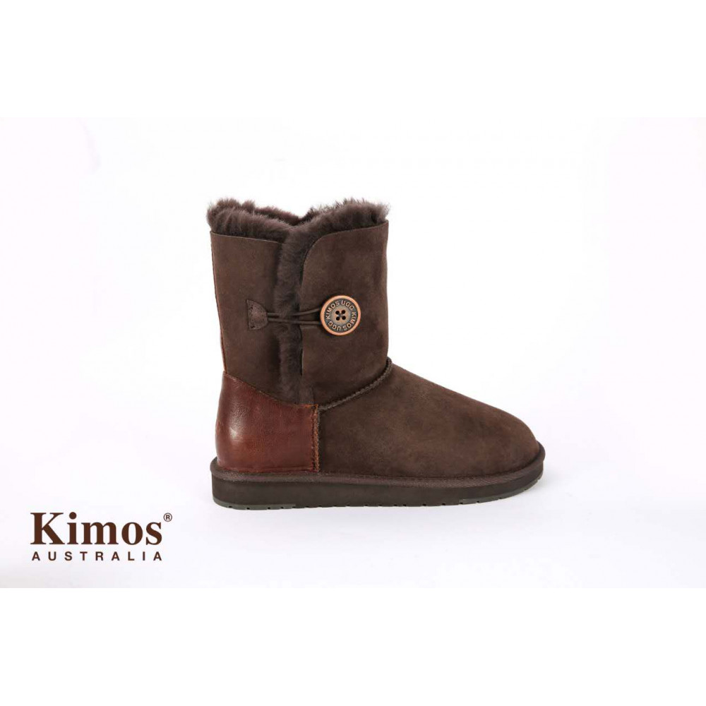 Kimos Australia UGG 成人雪地靴 筒高7寸贝利纽扣款 巧克力色棕色 专柜正品包邮 