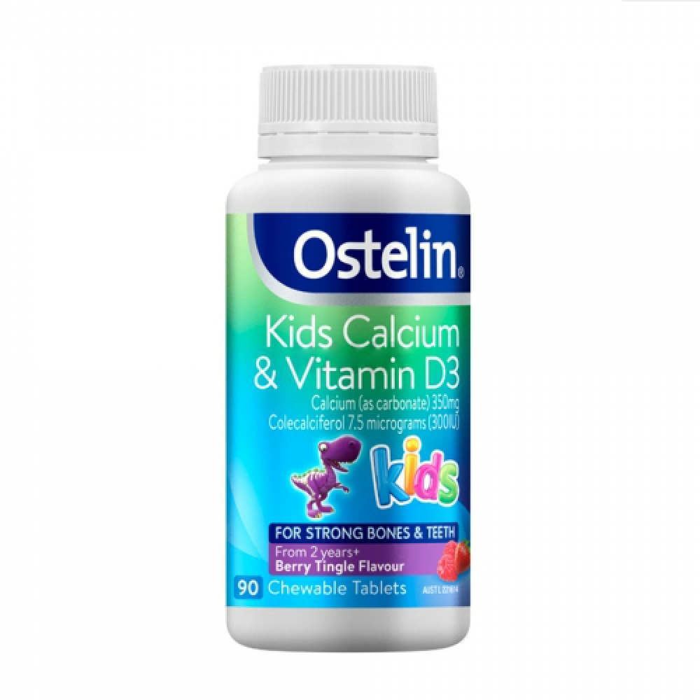 Ostelin儿童维生素D钙片/恐龙钙咀嚼片 2岁以上适用 强健孩子牙齿骨骼和肌肉 Ostelin Kids Calcium & Vitamin D3 90s