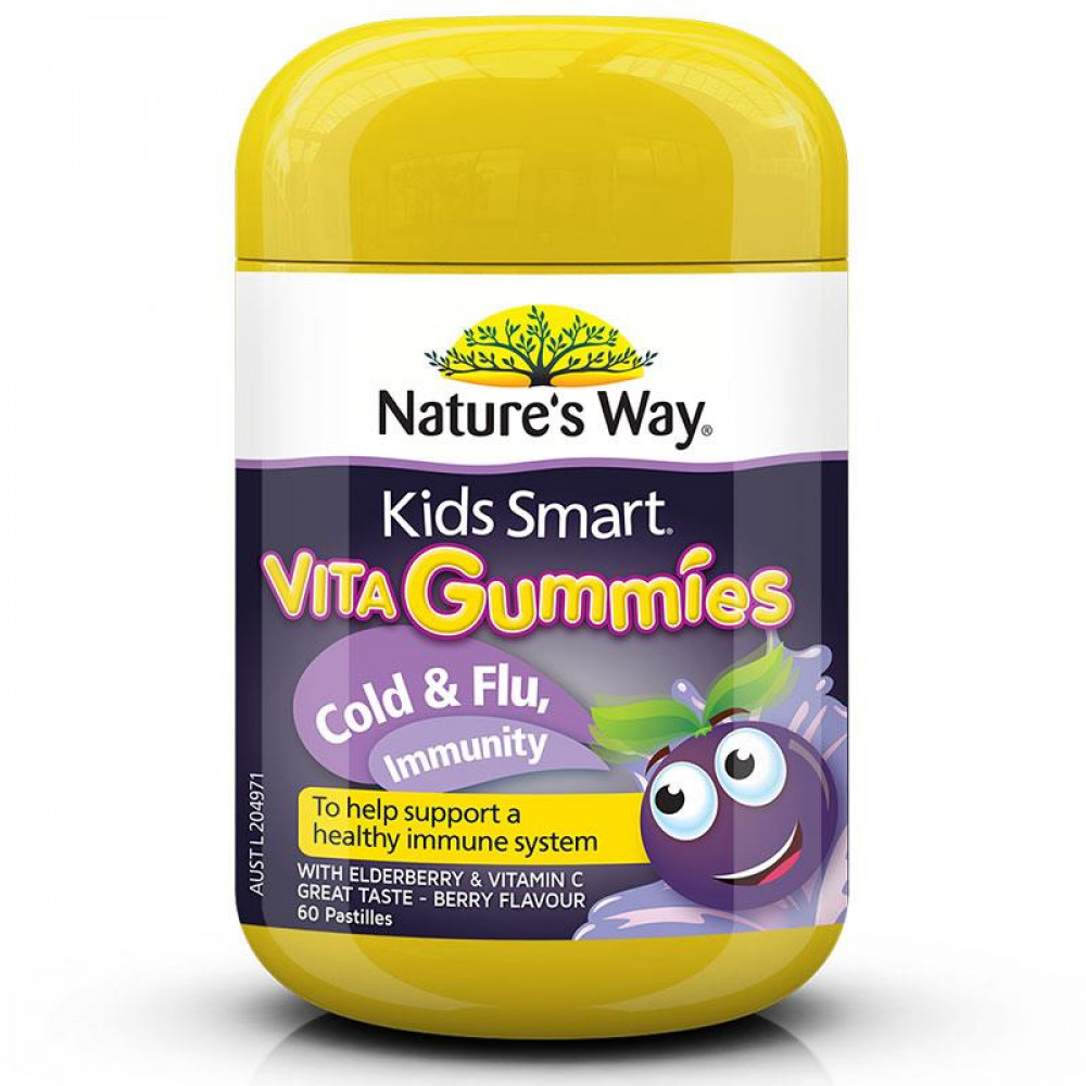 佳思敏儿童预防流感软糖60粒 接骨木精华+维C增强抵抗力 Kids Smart Vita Gummies Cold & Flu Immunity 60s
