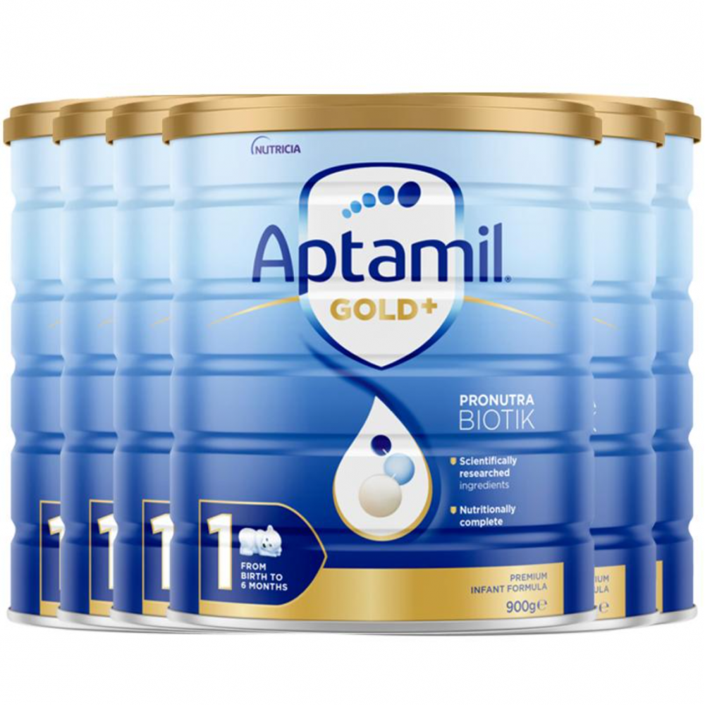 Aptamil爱他美金装1段 婴儿配方奶粉 0-6个月适用 新西兰本土版原装直邮 六罐包邮税 Aptamil Gold+1