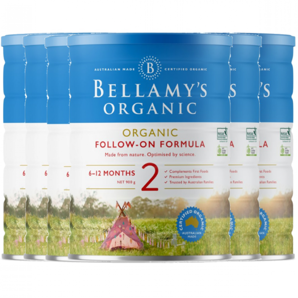 Bellamy's 贝拉米 有机婴儿奶粉2段 澳大利亚第一有机品牌 本土版符合欧盟标准 整箱六罐包邮税 Bellamy's Organic 2