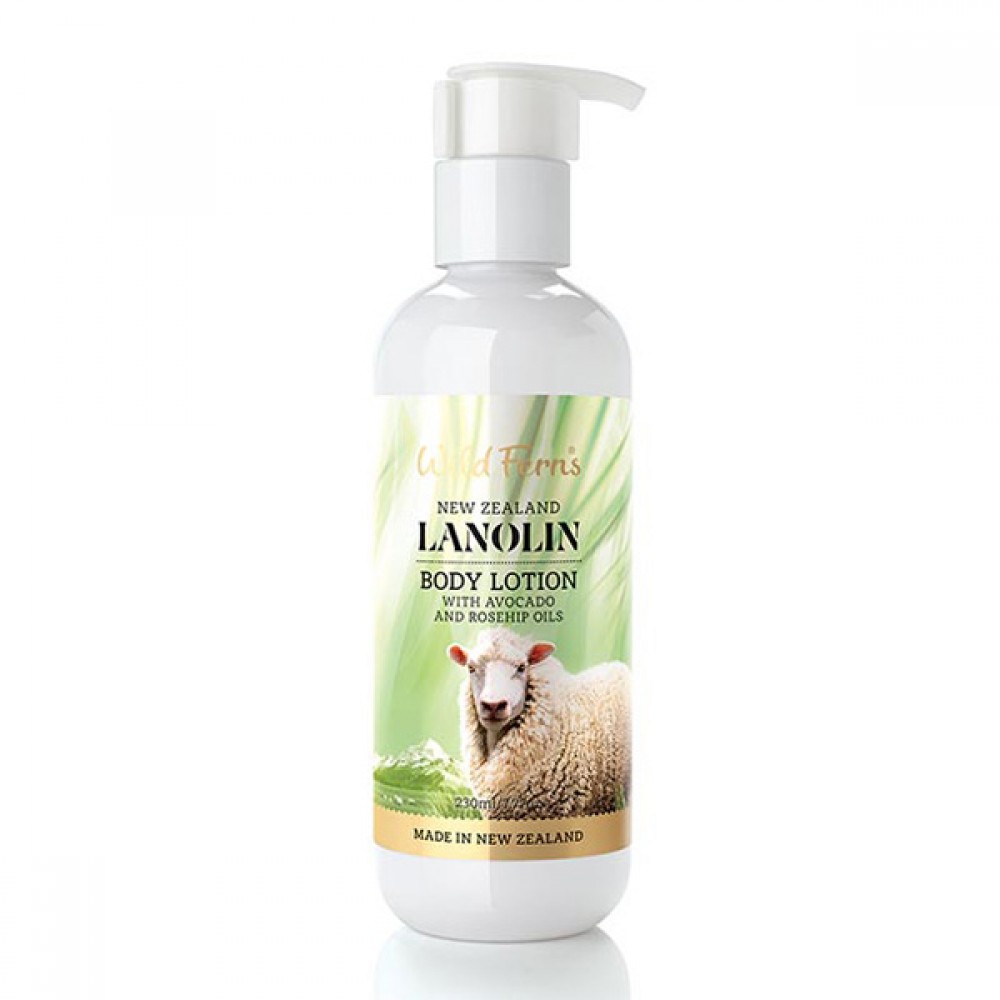 Wild Ferns 绵羊油身体乳 牛油果及玫瑰果油配方 Parrs新西兰帕氏 Lanolin Body Lotion with Avocado and Rosehip Oils 230ml Wild Ferns 绵羊油身体乳 牛油果及玫瑰果油配方 Parrs新西兰帕氏 Lanolin Body Lotion with Avocado and Rosehip Oils 230ml