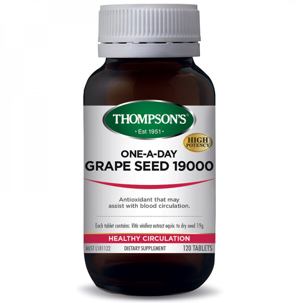 汤普森 葡萄籽精华胶囊120粒 高含量19000毫克 美容美白抗氧化 Thompson's Grape Seed 19000 120s