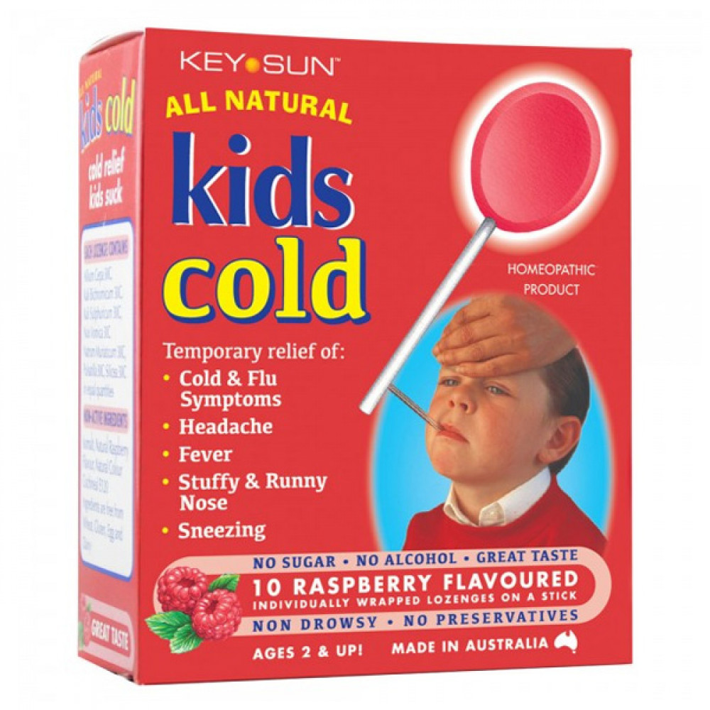 All Natural儿童感冒退烧棒棒糖 2岁以上适用 覆盆子味10支装 Kids Cold Raspberry Flavoured 10s