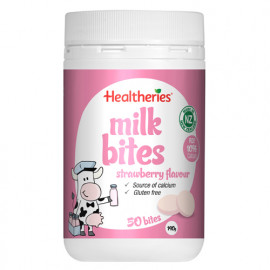 贺寿利 儿童牛奶咀嚼片草莓味50粒  美味高钙健康零食 Healtheries Milk Bites Strawberry 50s