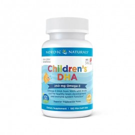 挪威小鱼 儿童DHA+鳕鱼肝油胶囊 补充脑黄金孩子更聪明 3-6岁适用 Nordic Naturals Children's DHA 180s