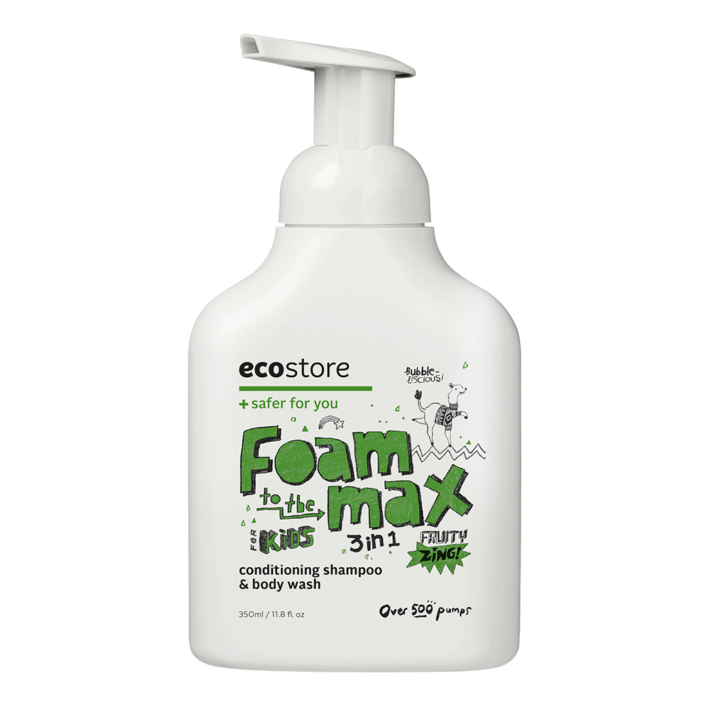 ecostore儿童洗发护发沐浴3合1泡泡 2岁以上适用 每瓶至少能按500次 Foam Max for Kids 350ml