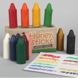 Honey Sticks纯手工天然蜂蜡蜡笔12色装 可以吃的蜡笔 短粗款更适合宝宝拿握
