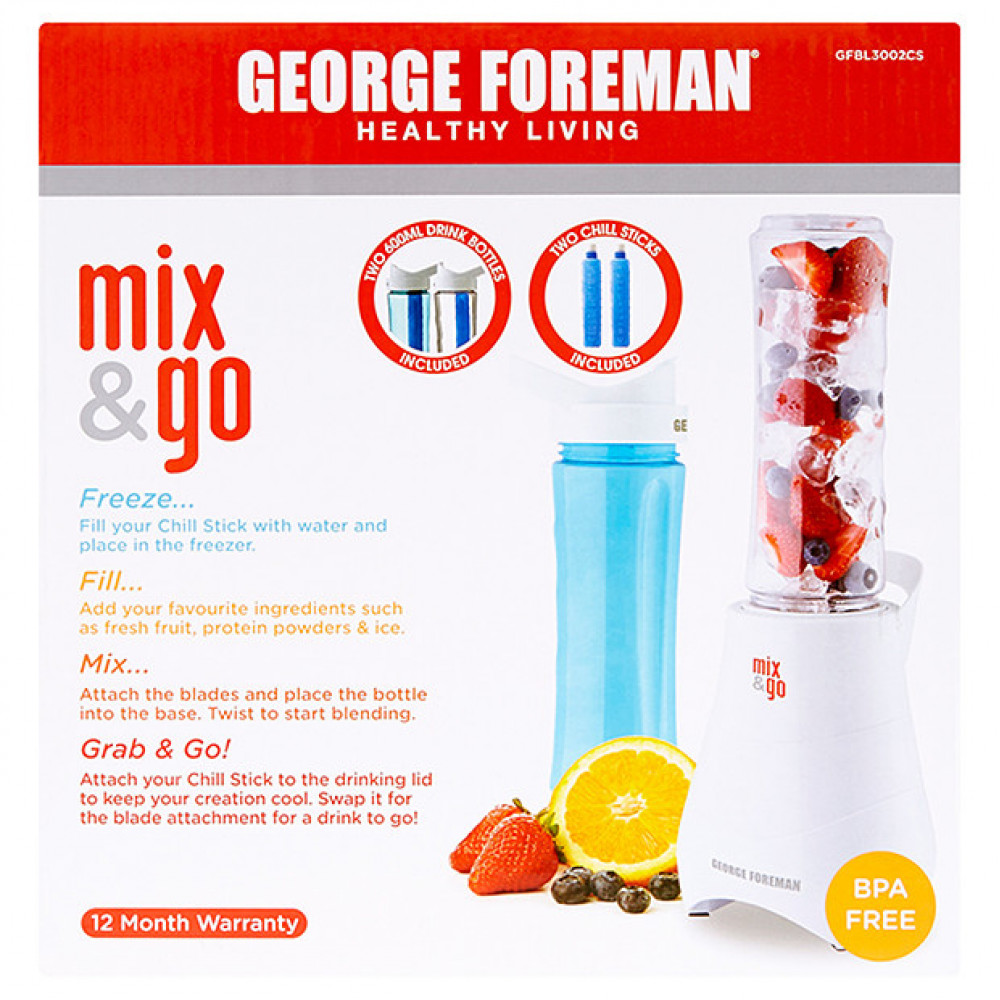 MIX&GO便携式多功能榨汁机/电动搅拌机 新款包邮 婴儿辅食果汁奶昔冰沙 两个杯子带保温条 George Foreman 