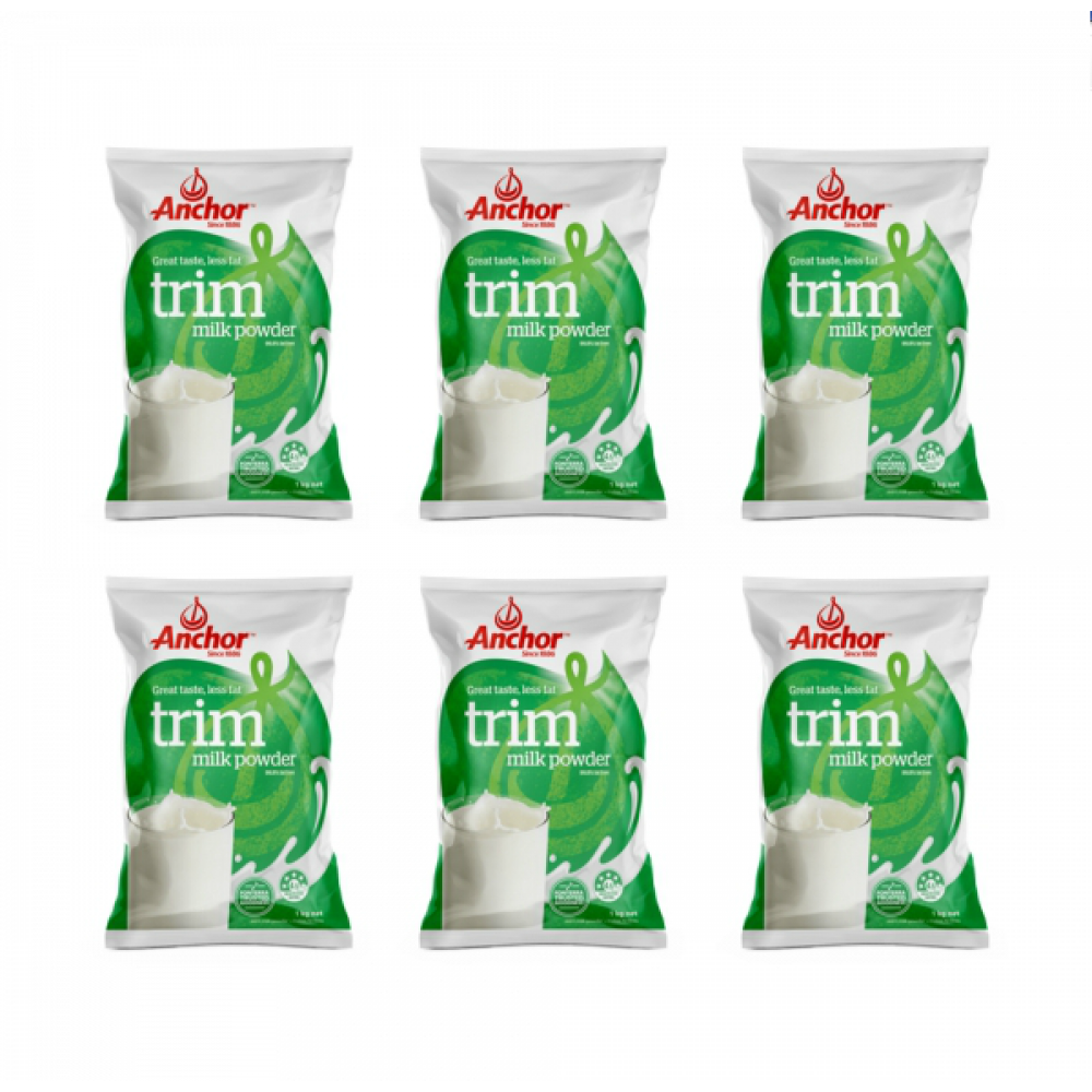 Anchor安佳袋装脱脂奶粉1kg/袋 六袋包邮 新西兰过百年历史最大乳业品牌 三岁以上适用 Trim